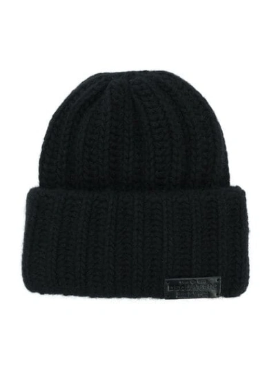 Dsquared2 Kids' Ribbed Knitted Beanie In Black