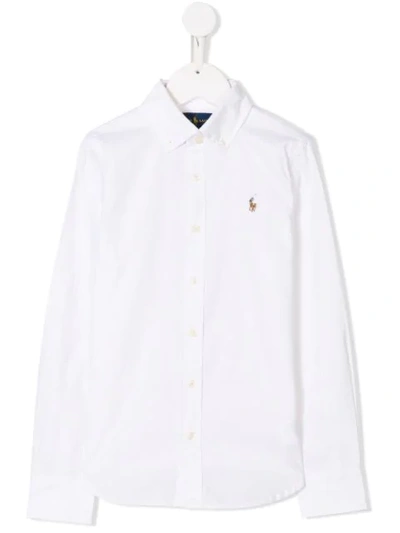 Ralph Lauren Kids' Contrast Logo Shirt In White