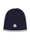 Moncler Kids' Knitted Beanie Hat In Blue