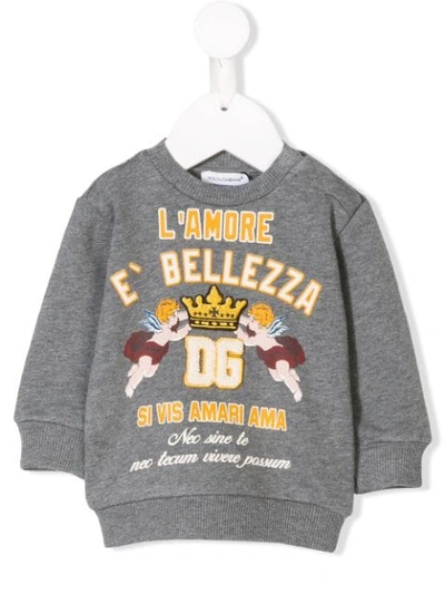 Dolce & Gabbana Babies' Logo Sweatshirt In Grey