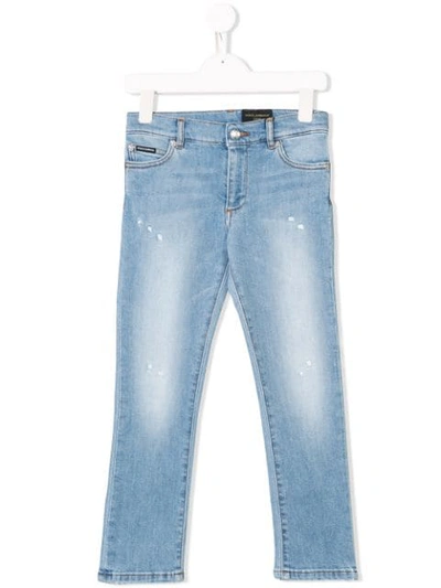 Dolce & Gabbana Kids' Washed Distressed Jeans In Blue