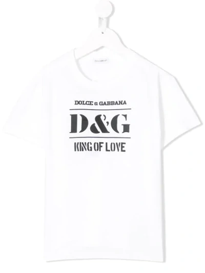 Dolce & Gabbana Kids' Stencil Print T-shirt In White