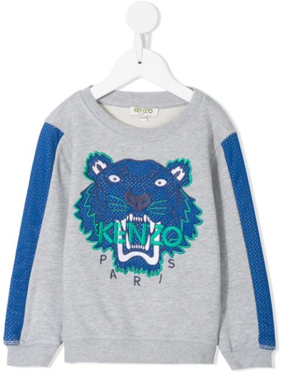 Kenzo Kids' Tiger Embroidery Sweatshirt In Grey