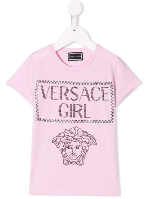 Young Versace Kids' Medusa Logo Patch T-shirt In Pink | ModeSens