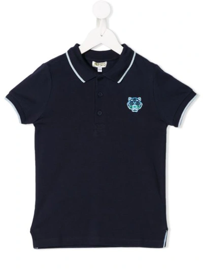 Kenzo Kids' Embroidered Logo Polo Shirt In Blue