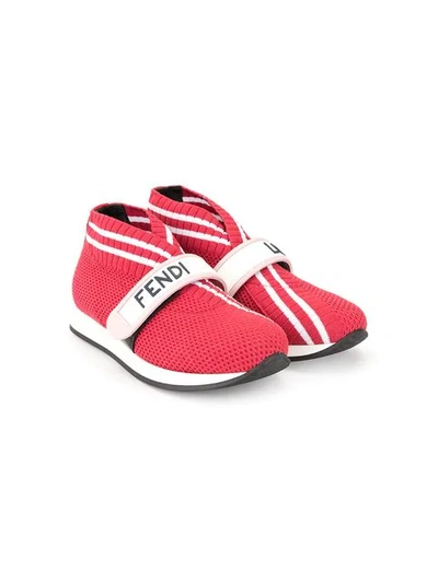 Fendi Kids' Low Sock Sneakers In Red