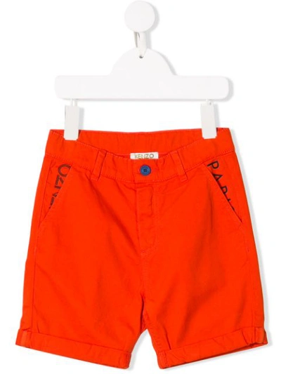 Kenzo Kids' Logo Print Shorts In Orange
