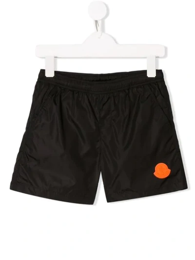 Moncler Kids' Logo Swim Shorts In Black