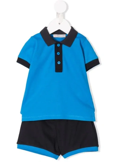 Moncler Babies' Two-piece Polo Tracksuit In Blue