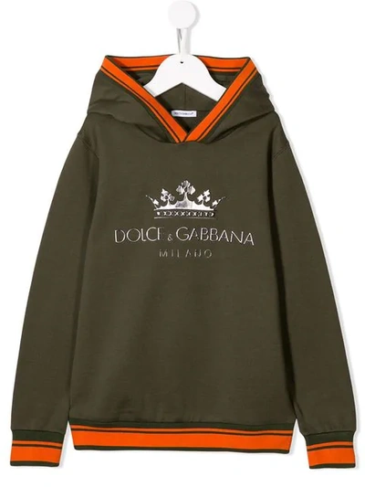 Dolce & Gabbana Kids' Logo Hoodie In Green