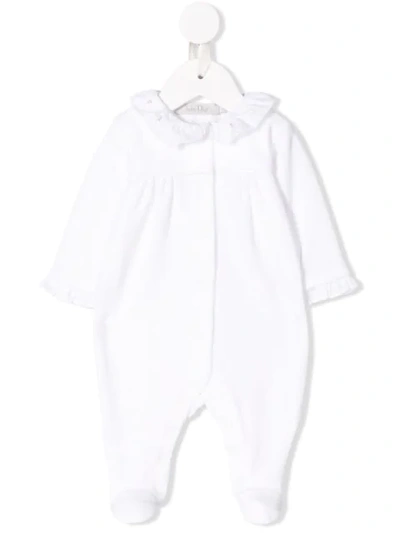 Baby Dior Ruffle Trimmed Babygrow In White