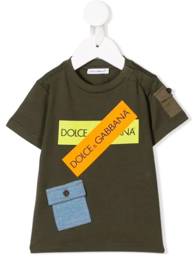 Dolce & Gabbana Babies' Logo Tape T-shirt In Green