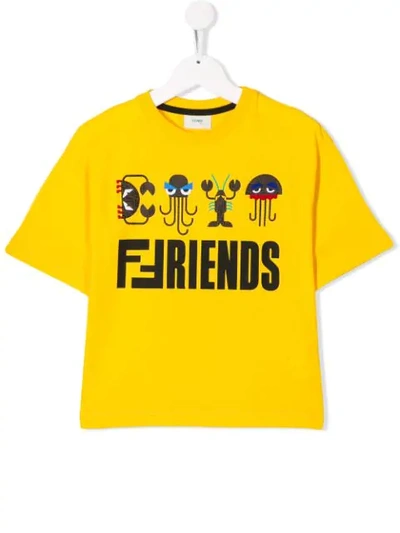 Fendi Kids' Printed T-shirt In Yellow