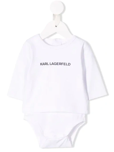 Karl Lagerfeld Babies' Logo Print Bodysuit In White