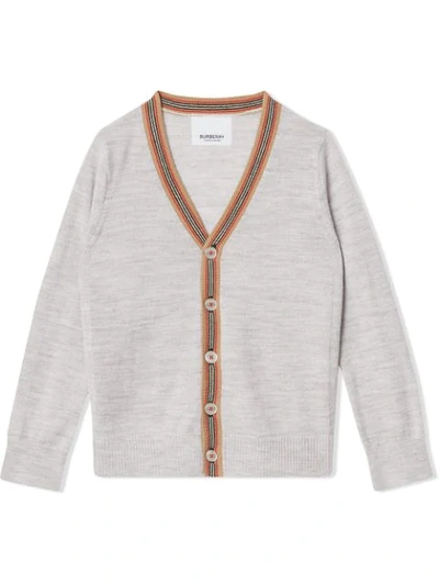 Burberry Babies' Icon Stripe Cardigan In Grey