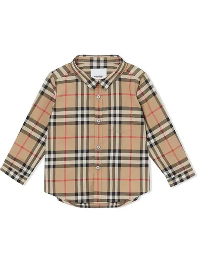Burberry Babies' Fred Signature Check Shirt In Neutrals