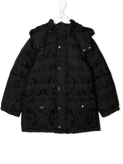 Dolce & Gabbana Kids' Padded Baroque Coat In Black