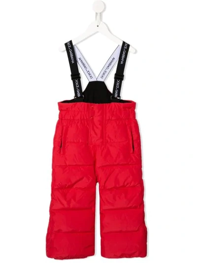 Dolce & Gabbana Kids' Padded Ski Dungarees In Red