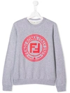 Fendi Kids' Printed Sweatshirt In Grigio Melange