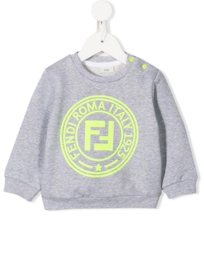 Fendi Babies' Logo Print Sweatshirt In Grigio