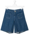Chloé Kids' Patch Pocket Shorts In Blue