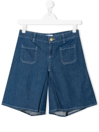 Chloé Kids' Patch Pocket Shorts In Denim Scuro