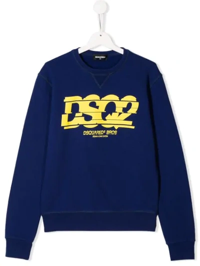 Dsquared2 Kids' Printed Logo Sweatshirt In Blue