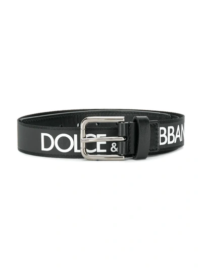 Dolce & Gabbana Kids' Logo Tape Belt In Black