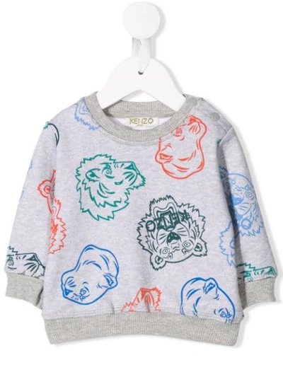 Kenzo Babies' Tiger Sweatshirt In Grey