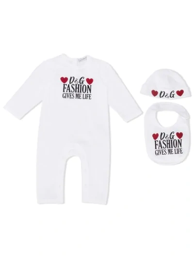 Dolce & Gabbana Babies' Fashion Gives Me Life Print Romper In White