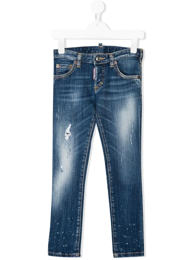 Dsquared2 Kids' Distressed Skinny Jeans In Blue