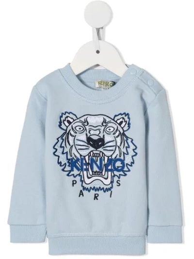 Kenzo Babies' Tiger Head Sweatshirt In Blue
