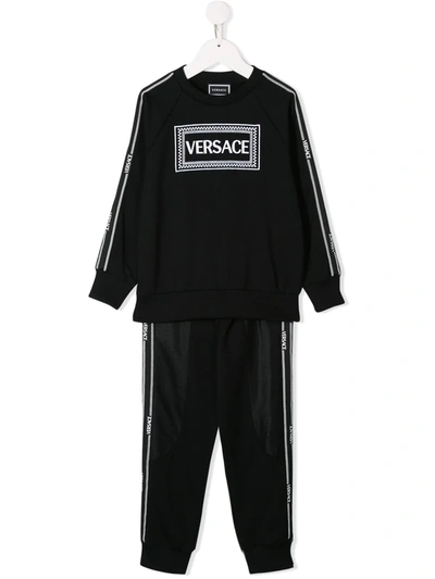 Young Versace Kids' Logo Print Tracksuit Set In Black