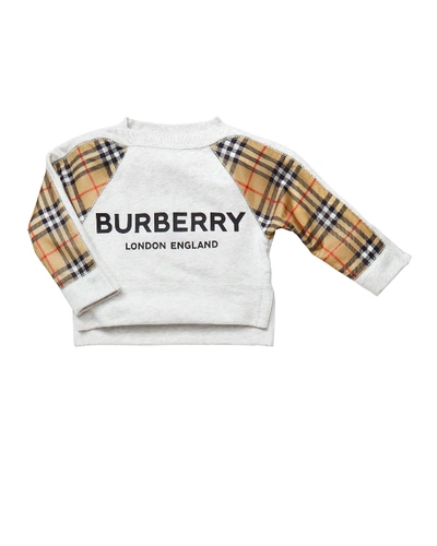 Burberry Kids' Mini Esther Check-trim Sweatshirt In White