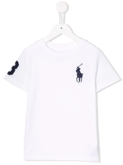Ralph Lauren Kids' Embroidered Logo T-shirt In Bianco