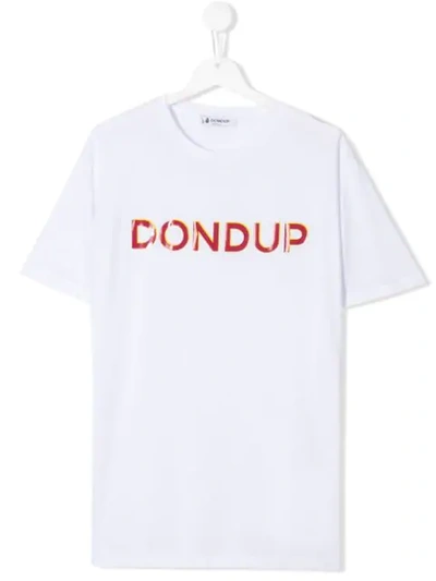 Dondup Teen Logo Print T-shirt In White