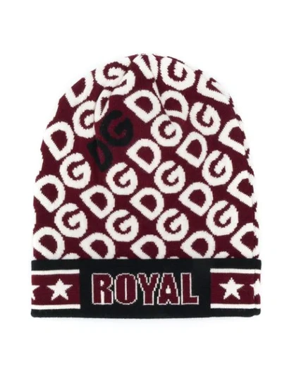 Dolce & Gabbana Kids' Logo Print Beanie In Red