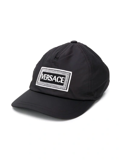 Young Versace Kids' Embroidered Logo Baseball Cap In Black