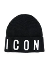 Dsquared2 Kids' Icon Embroidered Beanie In Black