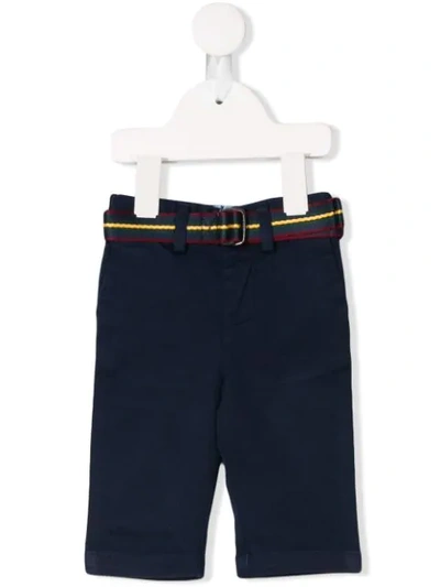 Ralph Lauren Babies' Belted Straight-cut Trousers In Blue