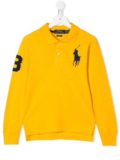 Ralph Lauren Kids' Big Pony Embroidered Polo Shirt In Yellow