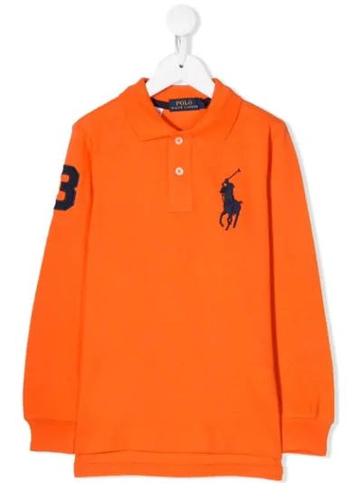 Ralph Lauren Kids' Big Pony Embroidered Polo Shirt In Orange