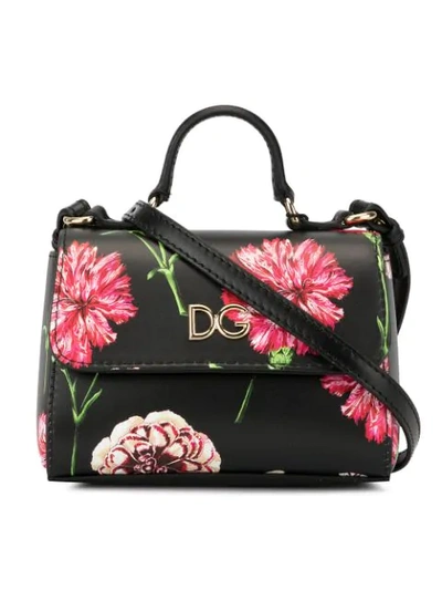 Dolce & Gabbana Kids' Floral Print Bag In Black