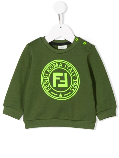 Fendi Babies' Logo Sweatshirt In Green