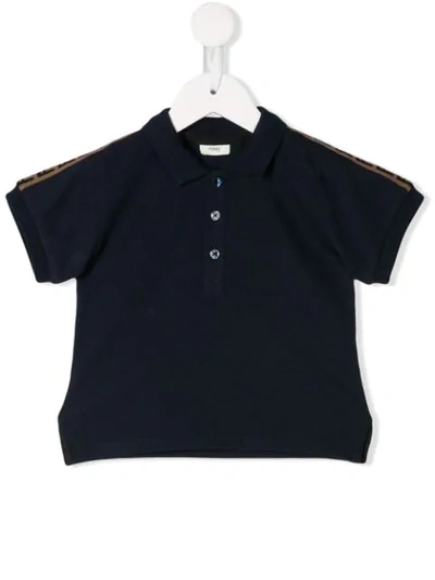 Fendi Babies' Poloshirt Mit Logo-streifen In Blue