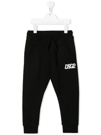 Dsquared2 Kids' Printed Logo Track Trousers In Black
