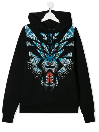 Marcelo Burlon County Of Milan Teen Leopard Print Hoodie In Black