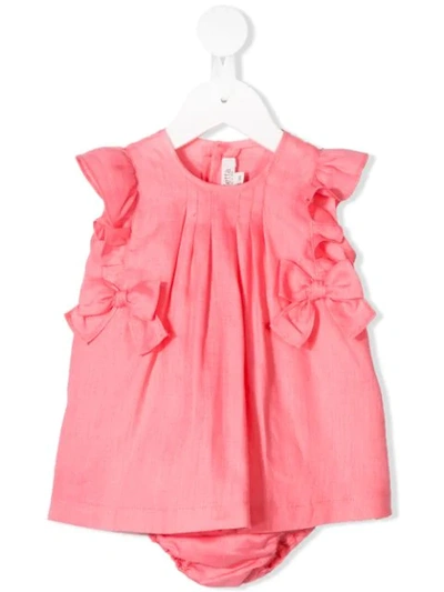 Aletta Babies' Ruffle Trim Bow Dress In Pink