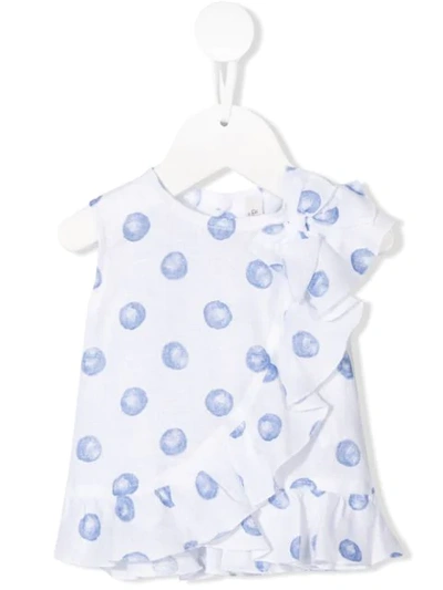 Aletta Babies' Ruffle Trim Patterned Top In White