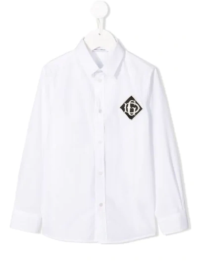 Dolce & Gabbana Kids' Embroidered Logo Shirt In White